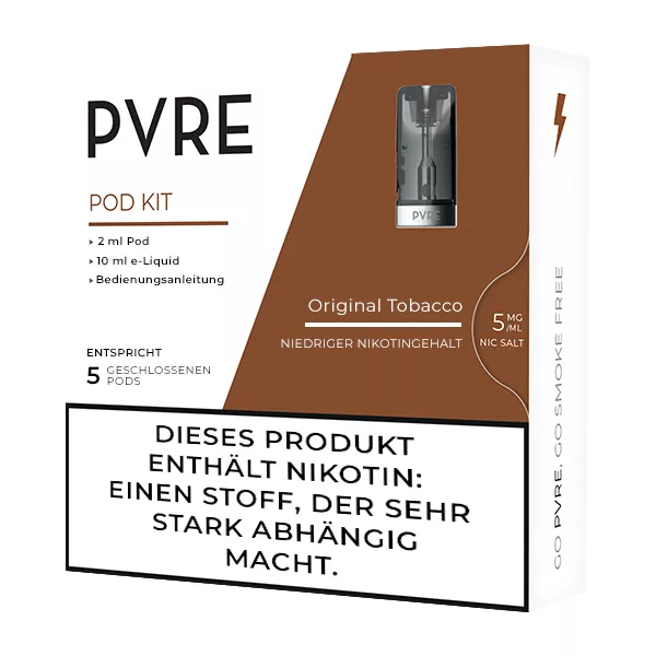 PVRE Pod + Liquid Original Tobacco 5mg